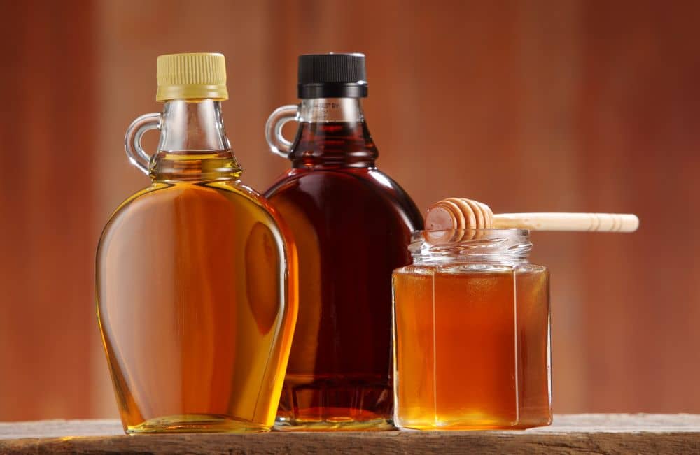 Honey and maple syrup are healthy options as sweeteners.
