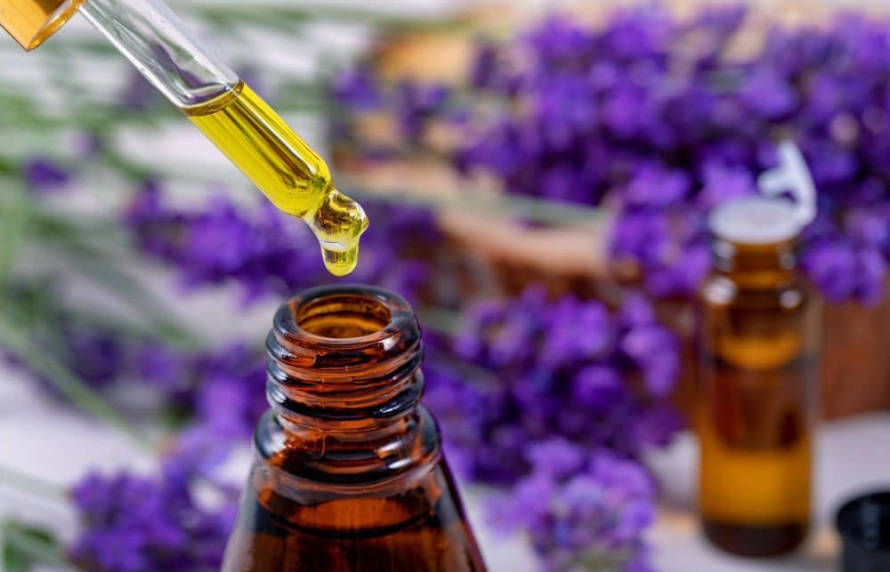 High-quality essential oils are sold in dark amber or dark blue glass bottles.