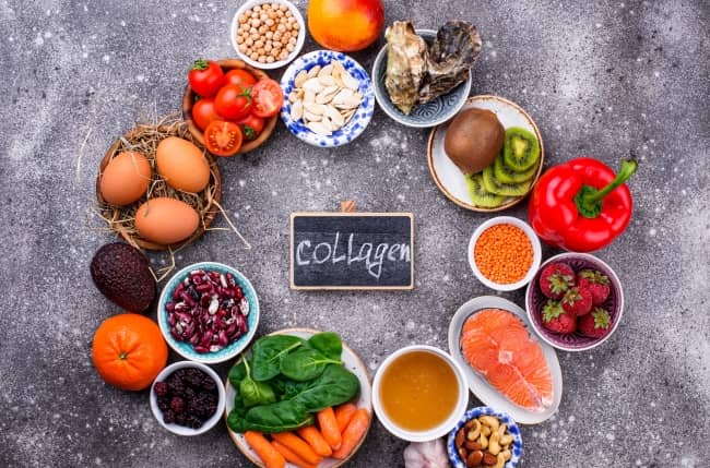 Food sources of collagen.